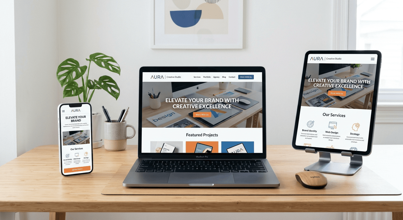 Responsieve website op laptop, tablet en smartphone